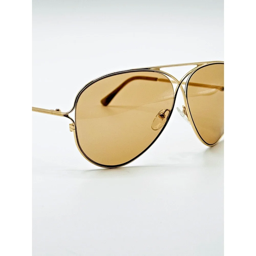 Tom Ford Sunglasses TOM N.4 28E Rose Gold Aviator Frame Brown Lens 59-10-135